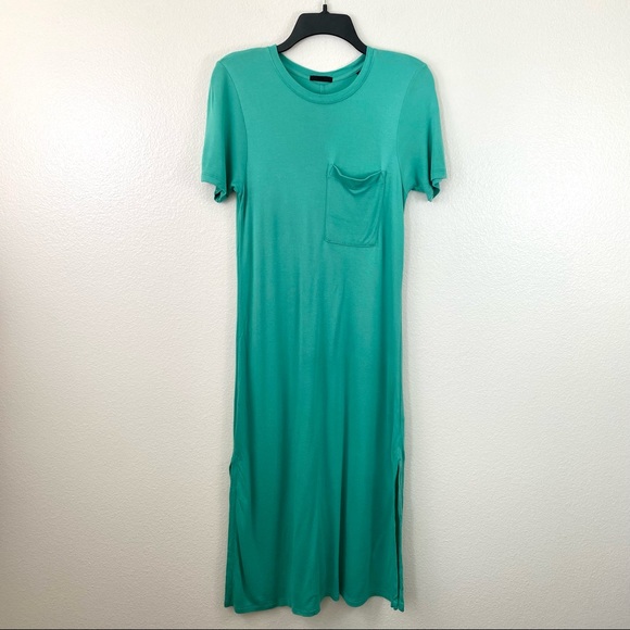 ATM Modal Jersey Pocket T-Shirt Dress Green M - Picture 2 of 8